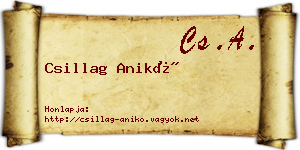 Csillag Anikó névjegykártya